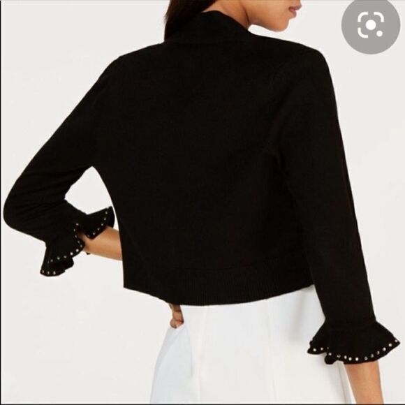 CALVIN KLEIN Cardigan w Fun Bell Sleeves and Gold Detailing - Picture 2 of 6